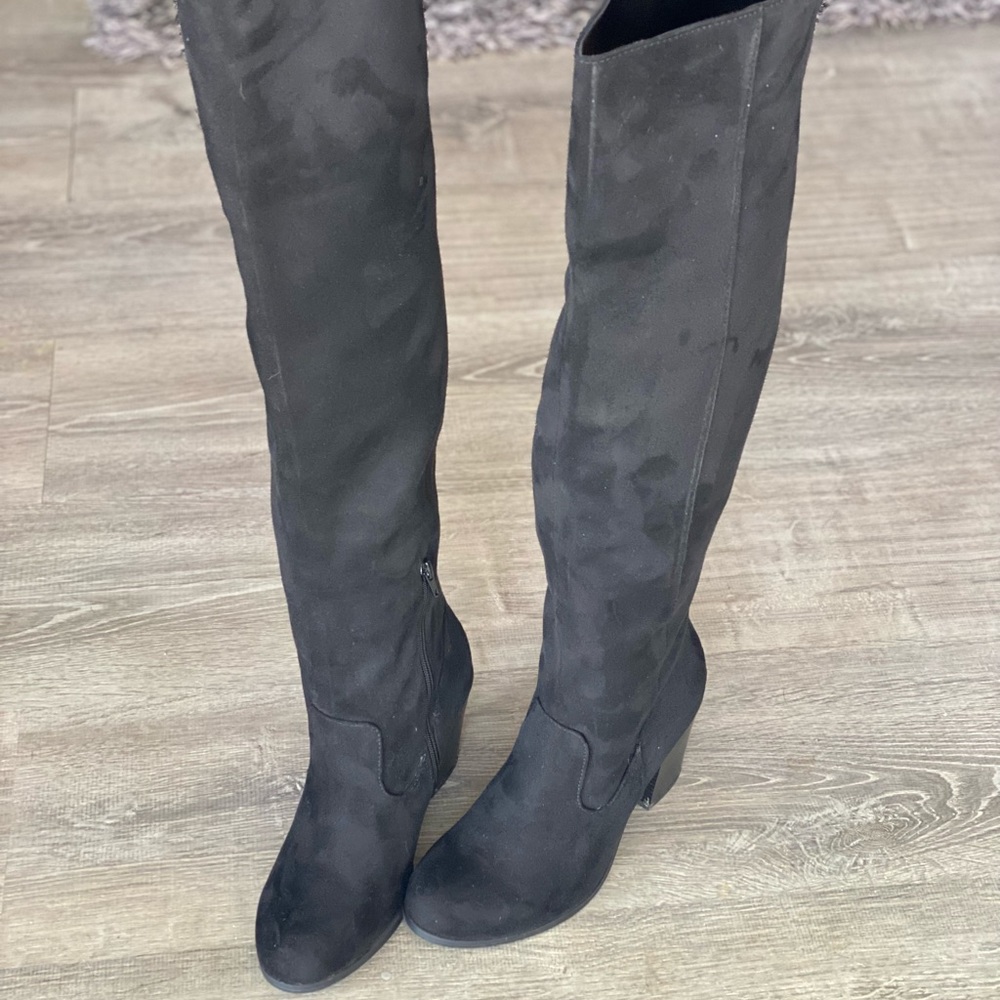 Faux suede over the knee boots